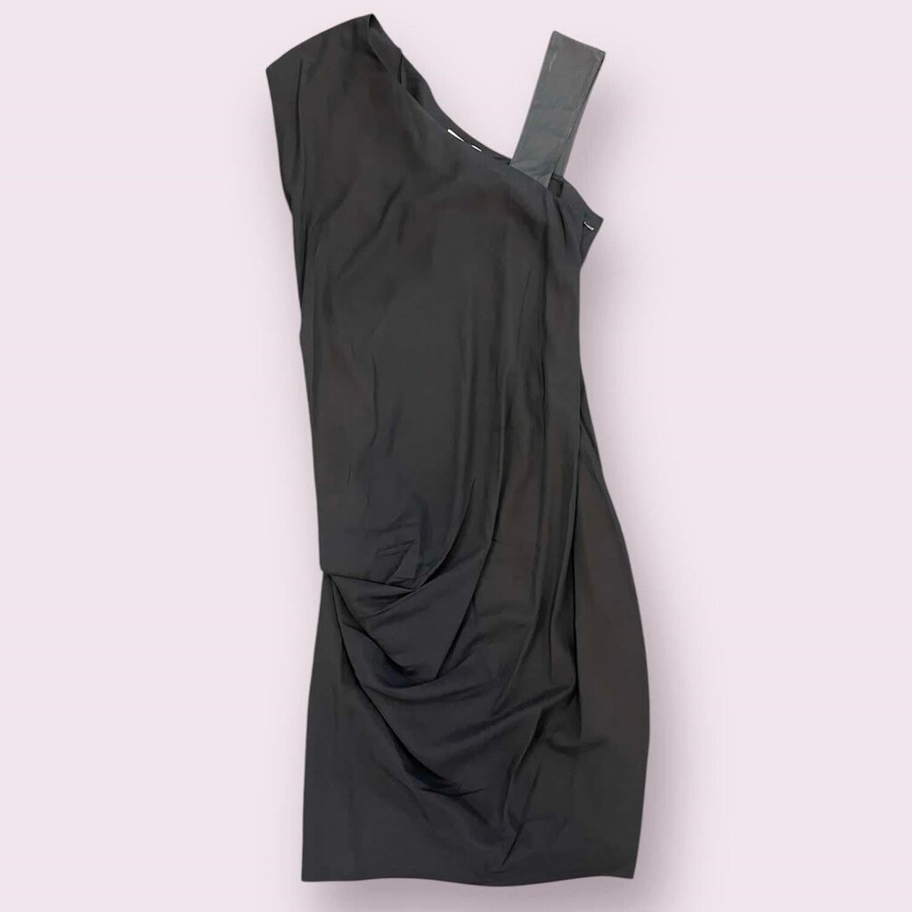Helmut Lang Sleeveless Draped One Asymmetric Strap Black Dress - Size 8
