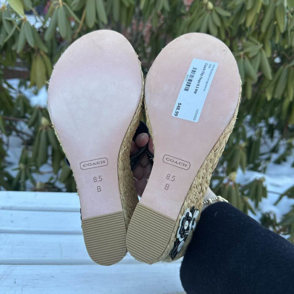 Coach Floral Leather Espadrille Jesica Wedge Sandals - Size 8.5