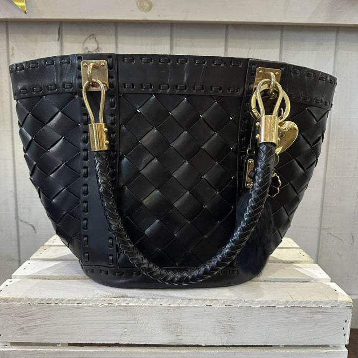 Michael Kors Woven Leather Santorini Tote