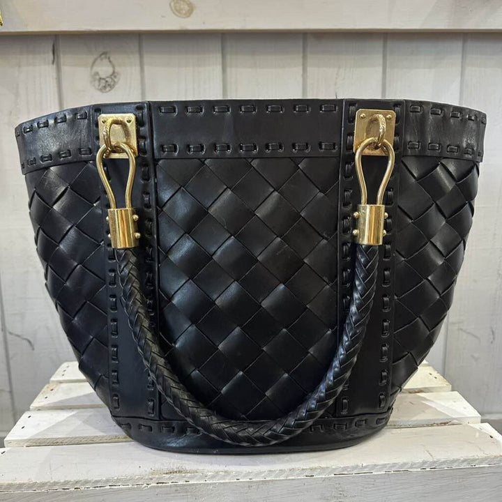 Michael Kors Woven Leather Santorini Tote