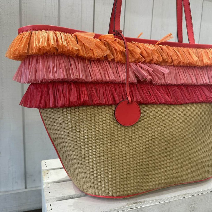 Kate Spade Woven Straw Fringe Tote