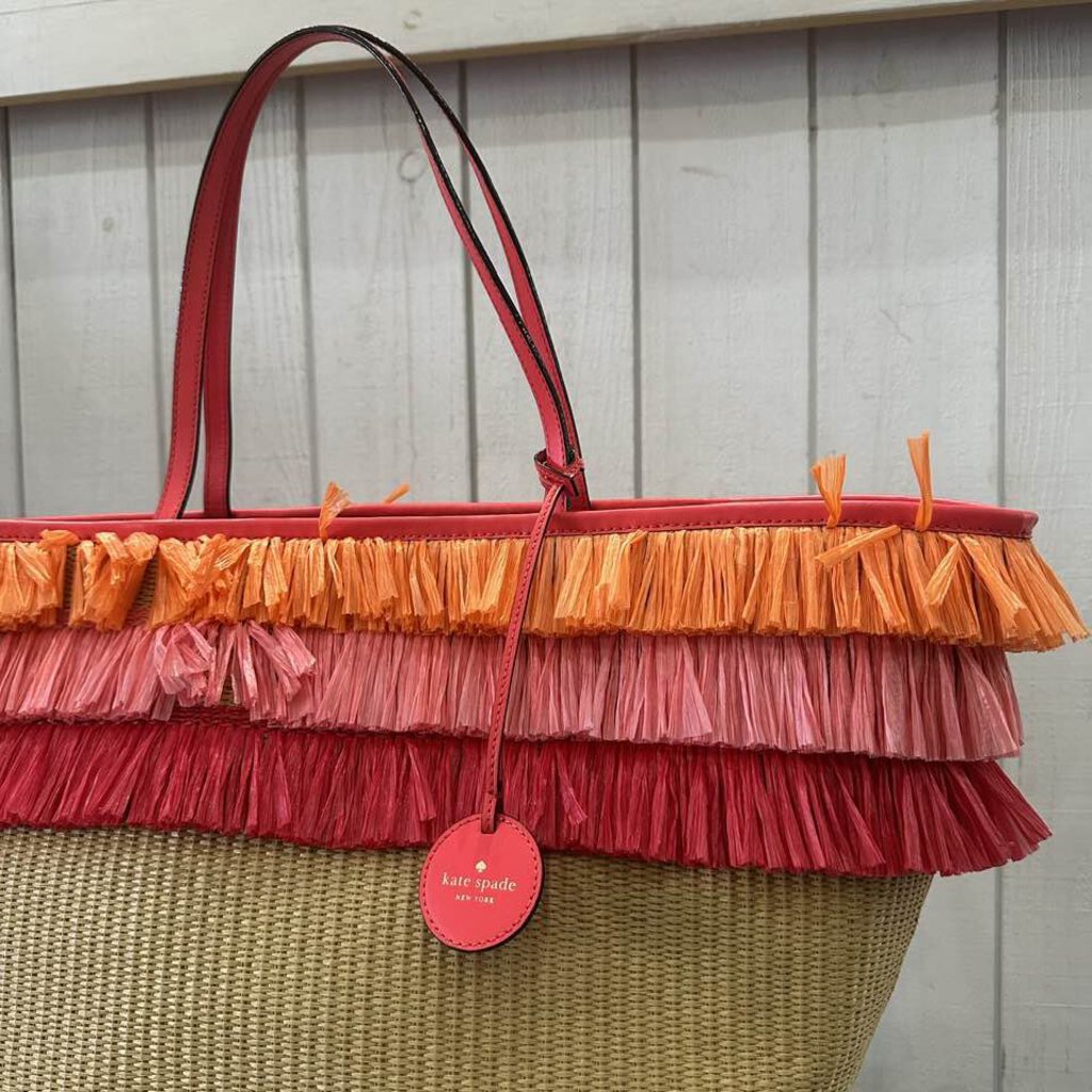 Kate Spade Woven Straw Fringe Tote