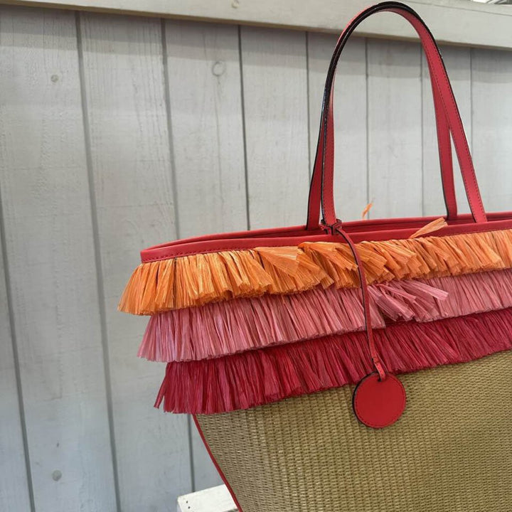 Kate Spade Woven Straw Fringe Tote