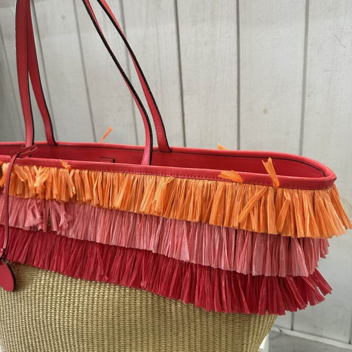 Kate Spade Woven Straw Fringe Tote