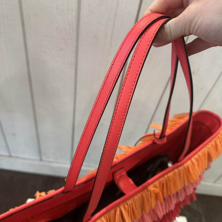 Kate Spade Woven Straw Fringe Tote