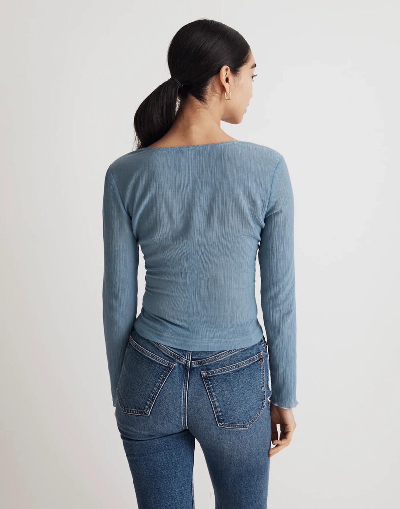 Madewell NWT Semi-Sheer Shirred V-Neck Top - Size Small