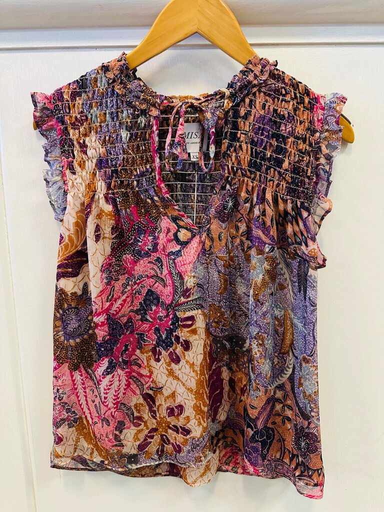 Misa NWT Smocked Yoke Ruffle Blouse - Size XS