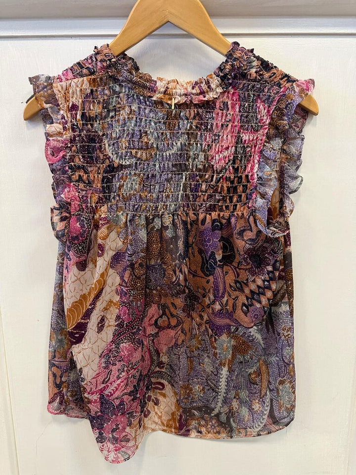 Misa NWT Smocked Yoke Ruffle Blouse - Size XS