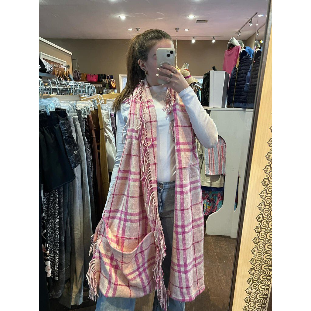 Burberry Wool Blend Fringe Pocketed Scarf