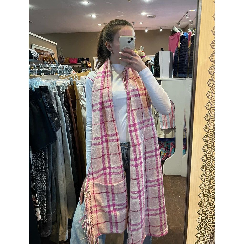 Burberry Wool Blend Fringe Pocketed Scarf