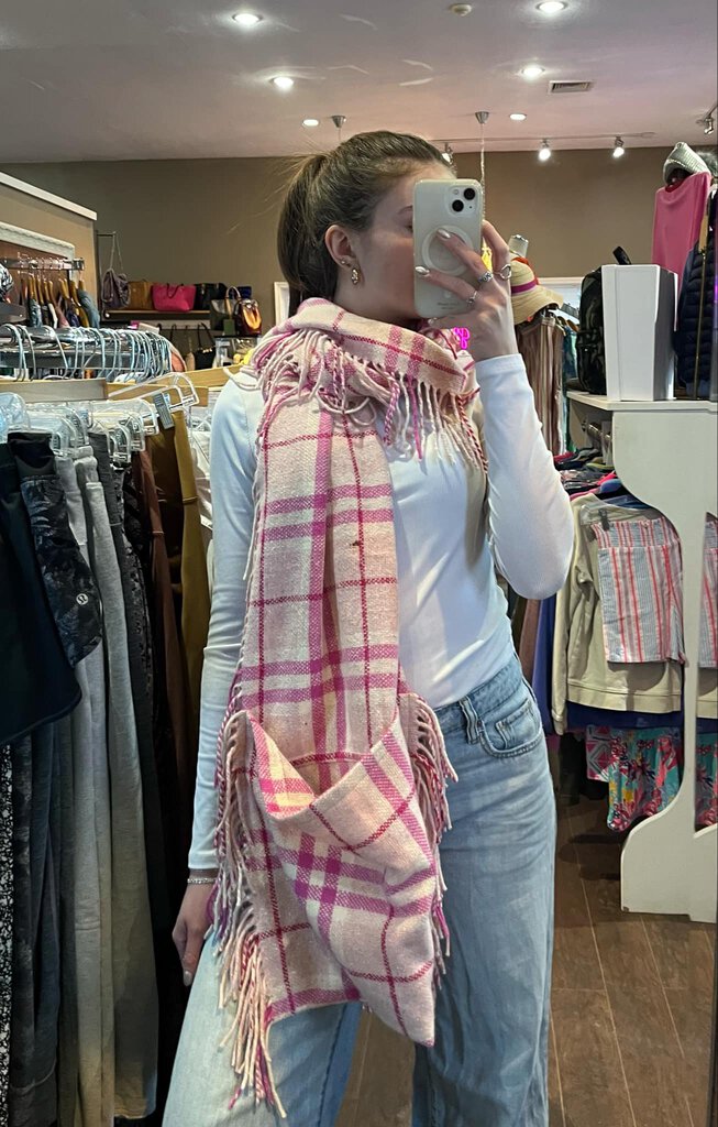 Burberry Wool Blend Fringe Pocketed Scarf