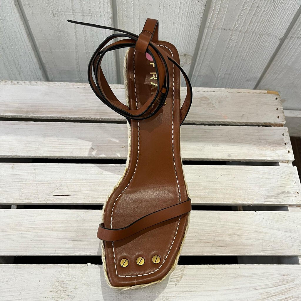 Frame Le Venice Espadrille Platform Wedge Sandal In Tobacco - Size 40