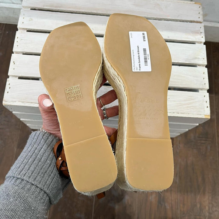 Frame Le Venice Espadrille Platform Wedge Sandal In Tobacco - Size 40