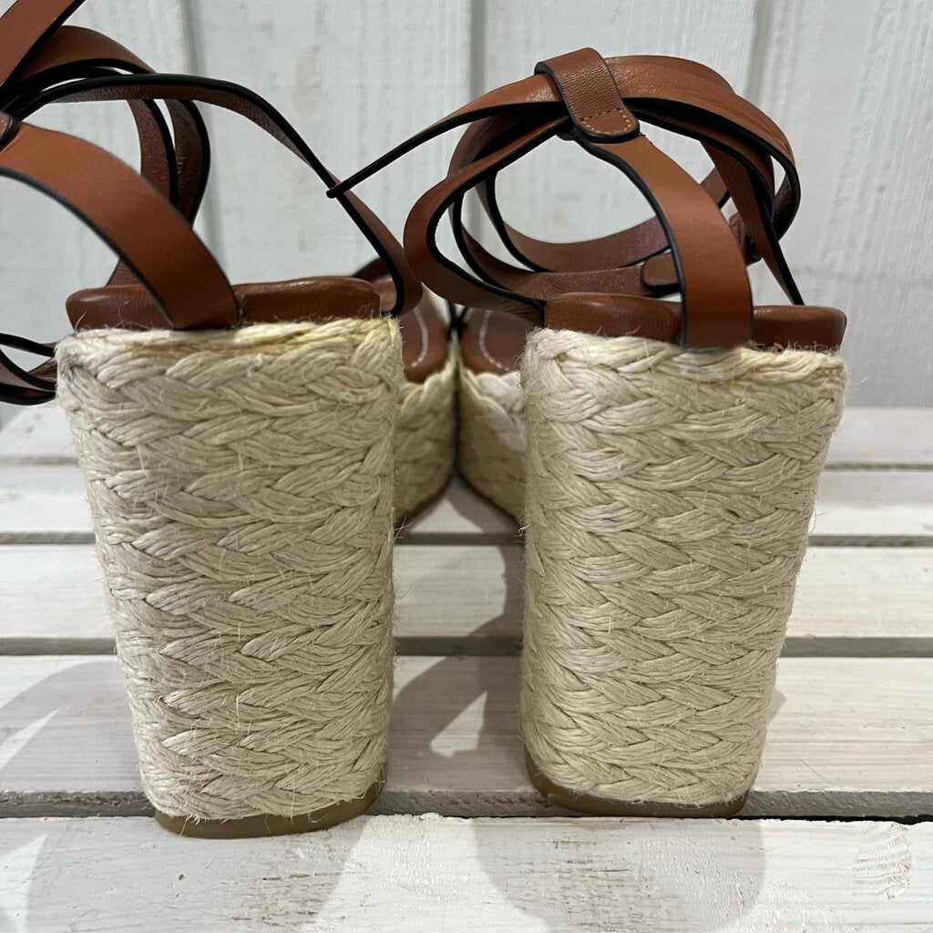 Frame Le Venice Espadrille Platform Wedge Sandal In Tobacco - Size 40