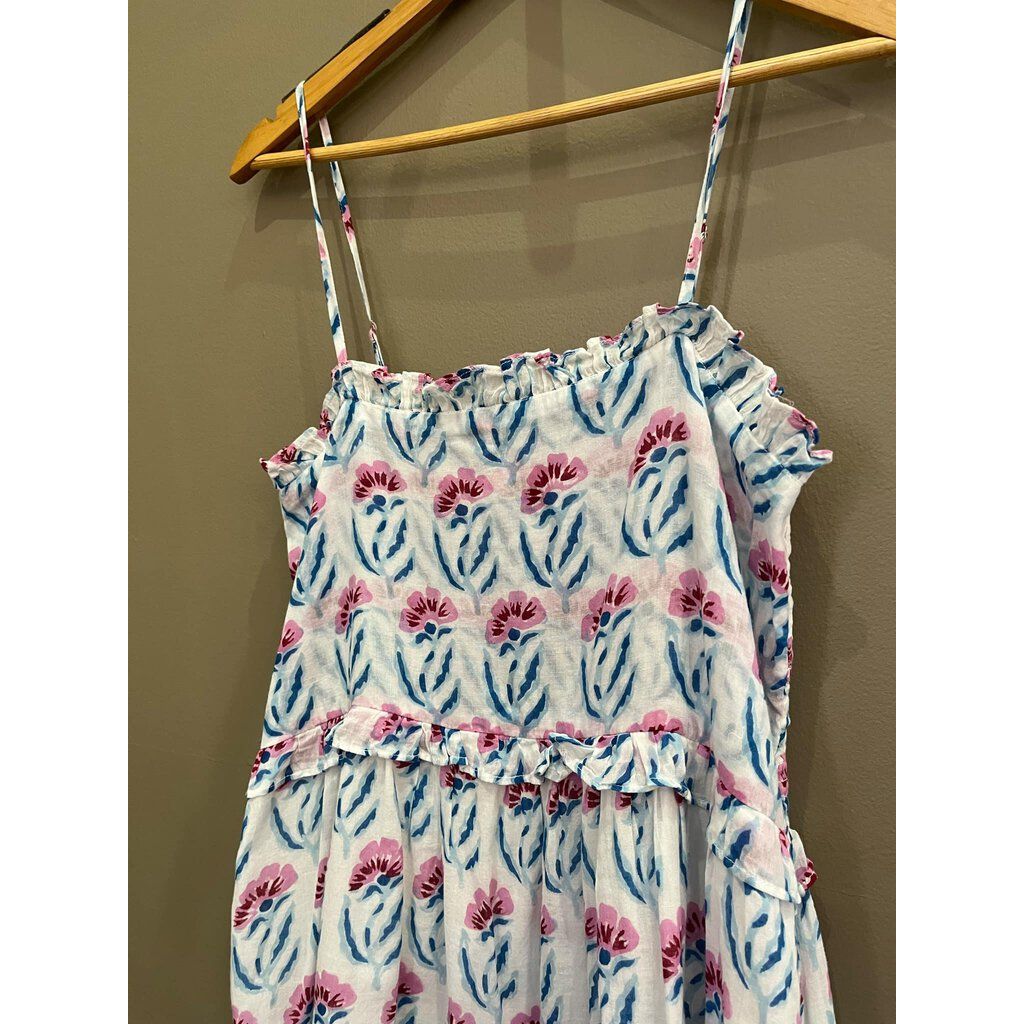 Oliphant Tiered Smocked Back Mini Dress in Poppy Blue - Size Medium