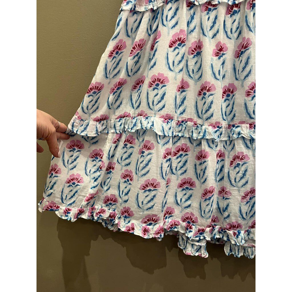 Oliphant Tiered Smocked Back Mini Dress in Poppy Blue - Size Medium