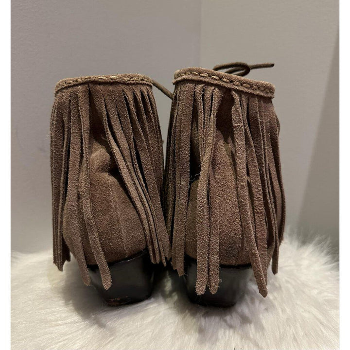 Frye Suede Fringe Western Booties - Size 8.5