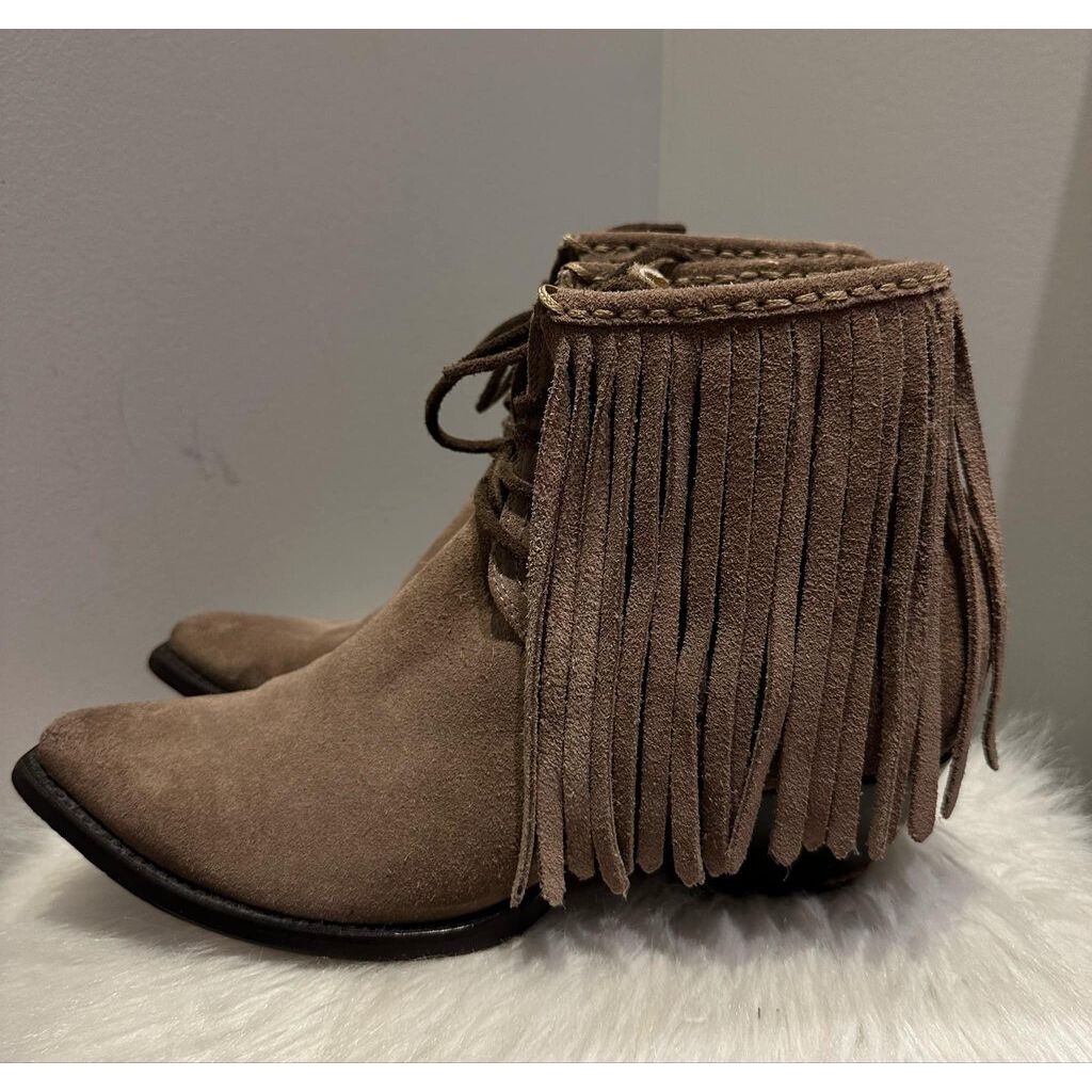 Frye Suede Fringe Western Booties - Size 8.5