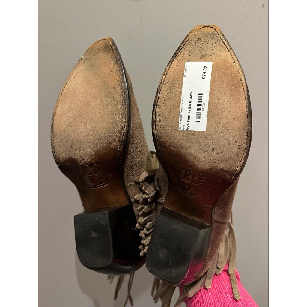 Frye Suede Fringe Western Booties - Size 8.5