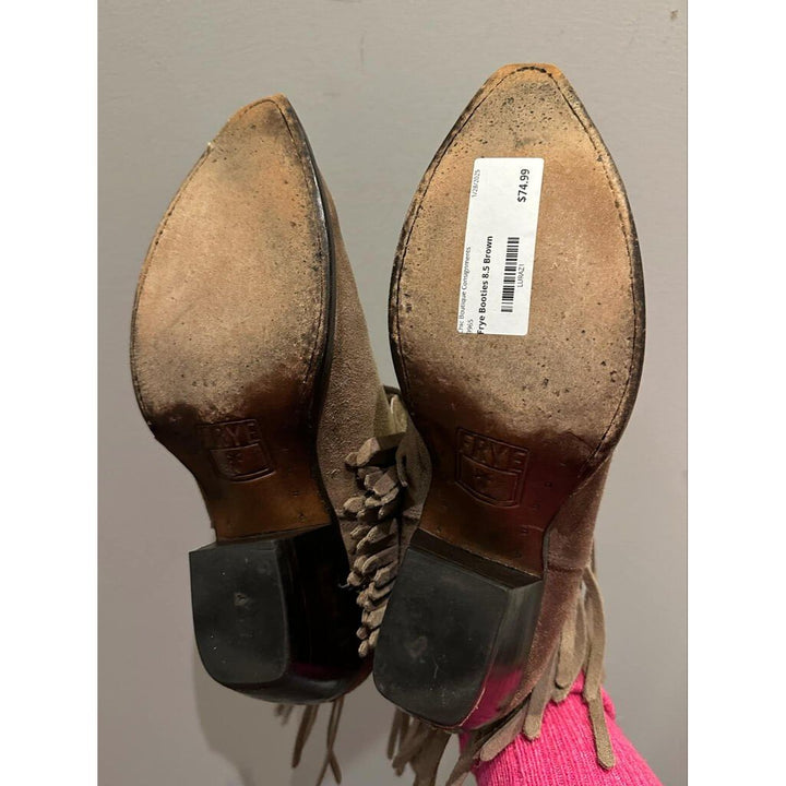 Frye Suede Fringe Western Booties - Size 8.5