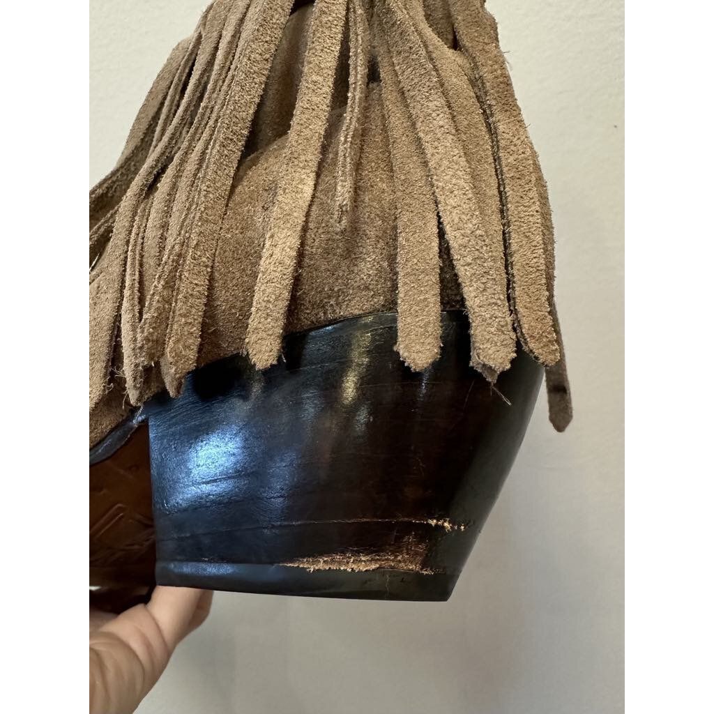 Frye Suede Fringe Western Booties - Size 8.5