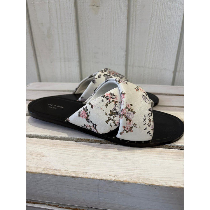 Rag & Bone White Keaton Floral Print Slide - Size 38.5