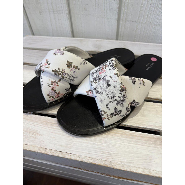 Rag & Bone White Keaton Floral Print Slide - Size 38.5
