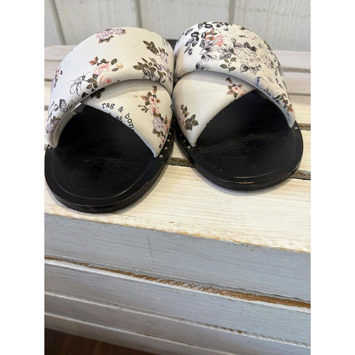 Rag & Bone White Keaton Floral Print Slide - Size 38.5