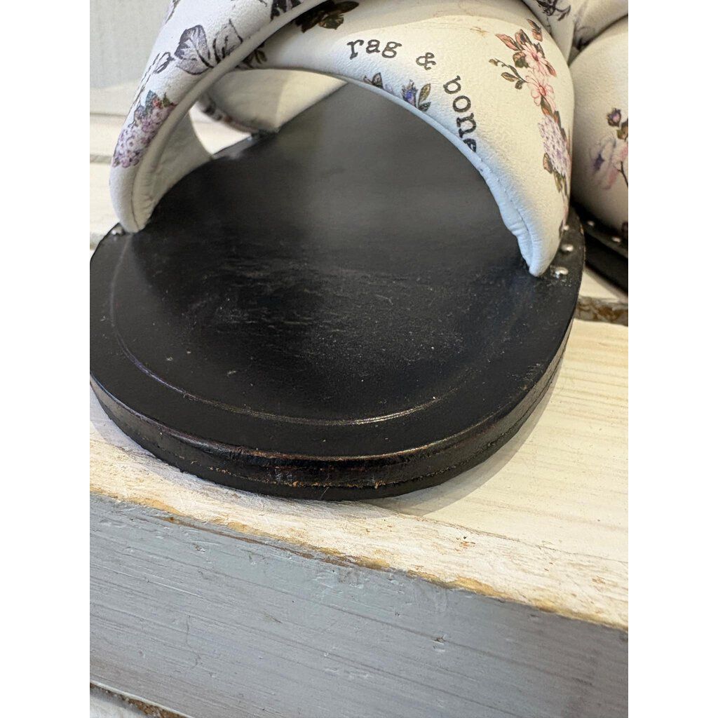 Rag & Bone White Keaton Floral Print Slide - Size 38.5