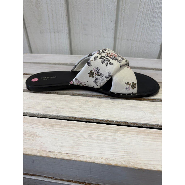 Rag & Bone White Keaton Floral Print Slide - Size 38.5