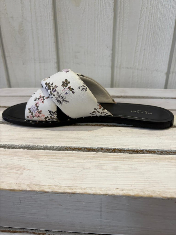 Rag & Bone White Keaton Floral Print Slide - Size 38.5