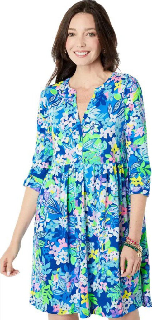 Lilly Pulitzer Loran Dress in Borealis Blue Social Sunset - Size Medium