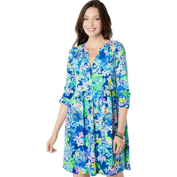 Lilly Pulitzer Loran Dress in Borealis Blue Social Sunset - Size Medium