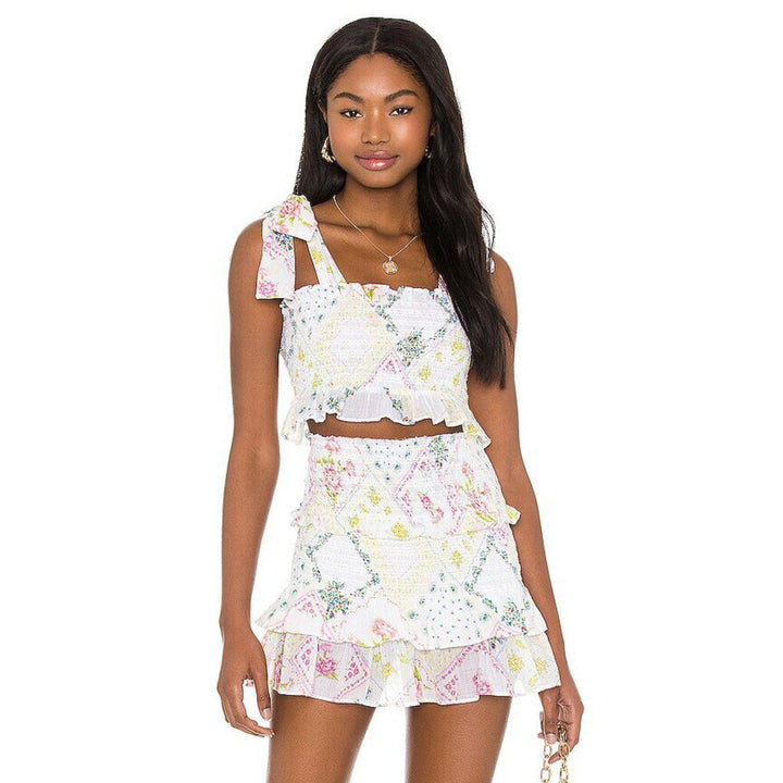 LoveShack Fancy Norleen Cropped Top in Magic Light - Size Medium