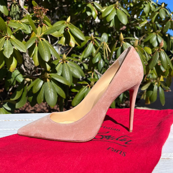 Christian Louboutin Kate 100 Courtisane Suede Pumps - Size 37.5