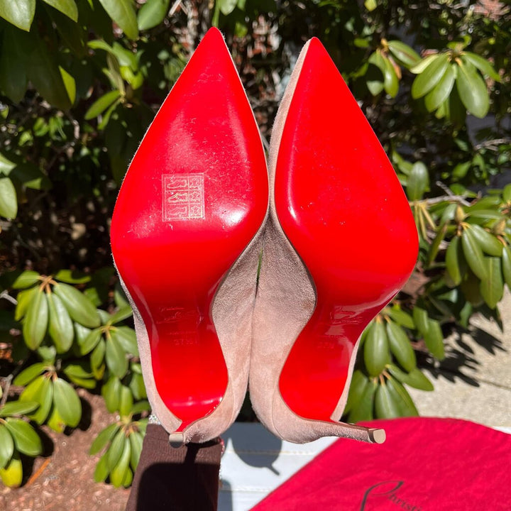 Christian Louboutin Kate 100 Courtisane Suede Pumps - Size 37.5