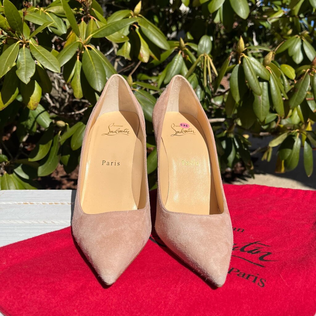 Christian Louboutin Kate 100 Courtisane Suede Pumps - Size 37.5