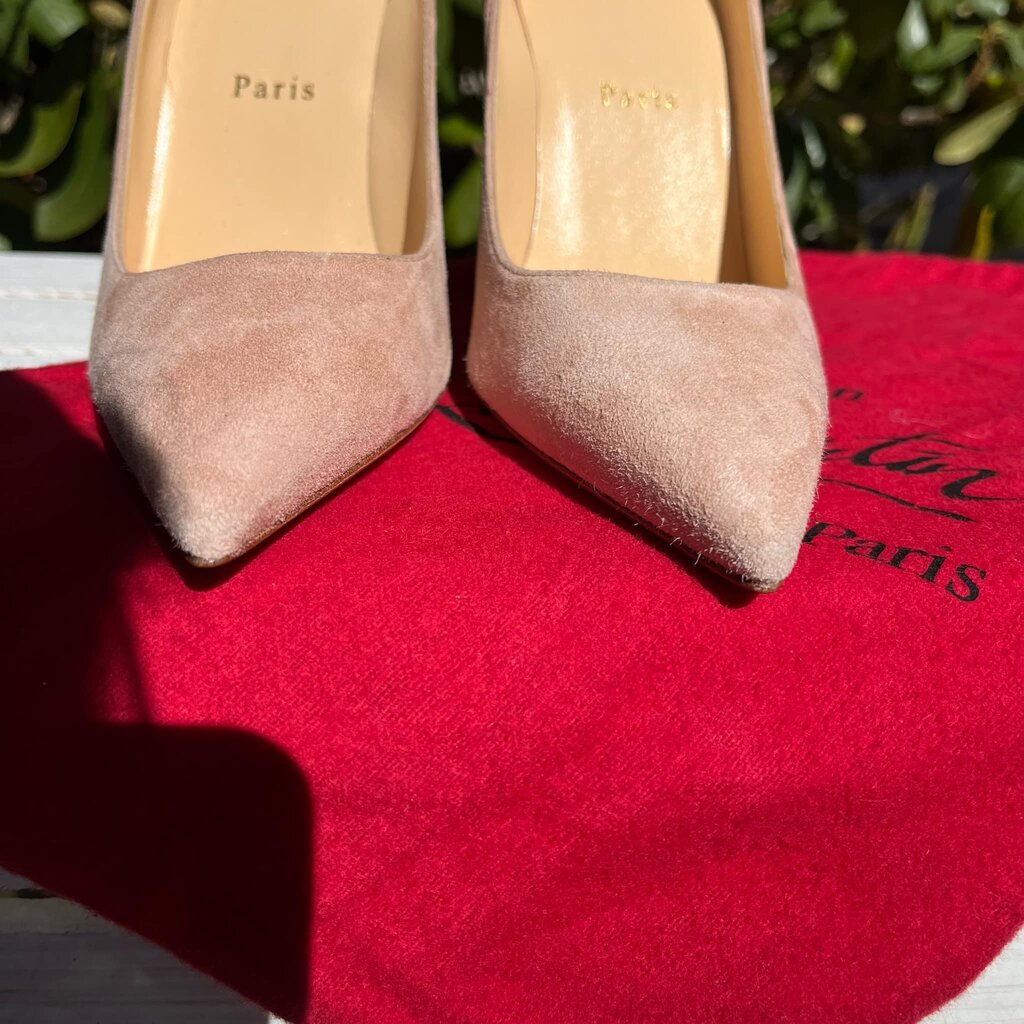 Christian Louboutin Kate 100 Courtisane Suede Pumps - Size 37.5