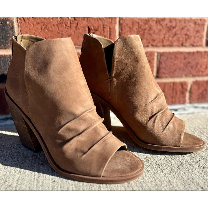 Vince Camuto Kreesi Ruched Peep-Toe Booties - Size 8.5