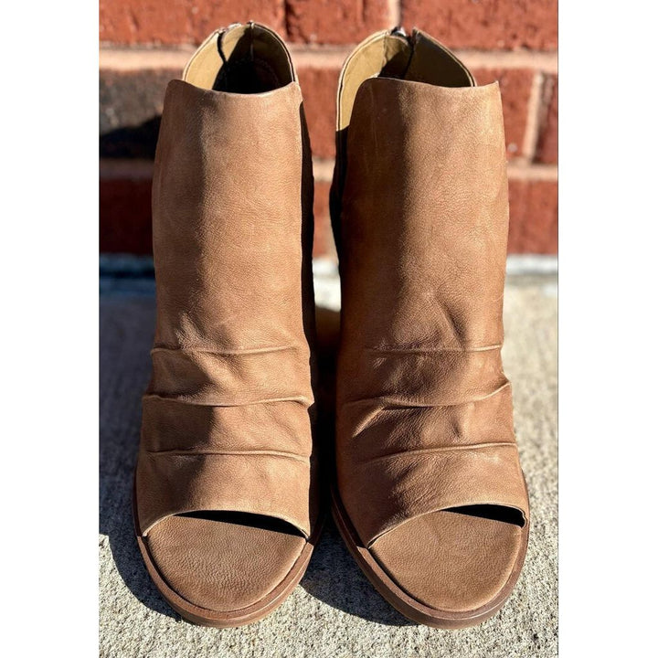 Vince Camuto Kreesi Ruched Peep-Toe Booties - Size 8.5