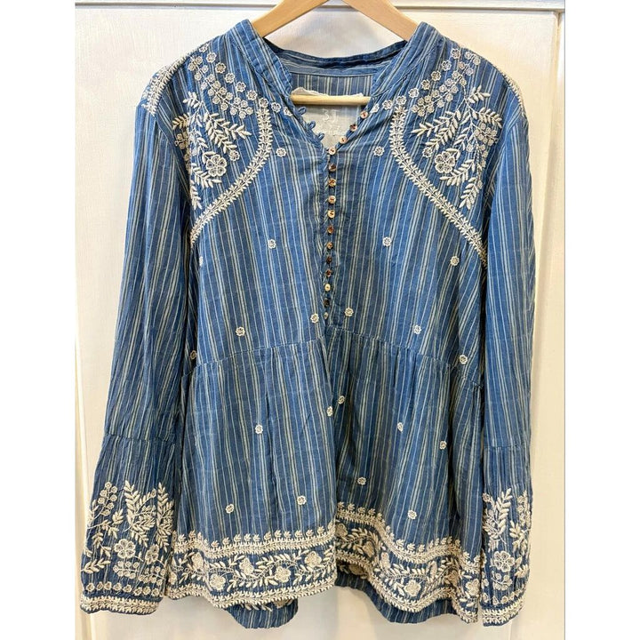 Johnny Was Embroidered Long Sleeve Tunic - Size Medium