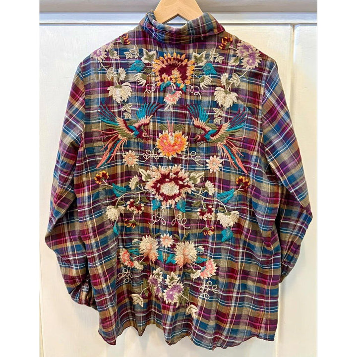 Johnny Was Embroidered Button-Up - Size Medium