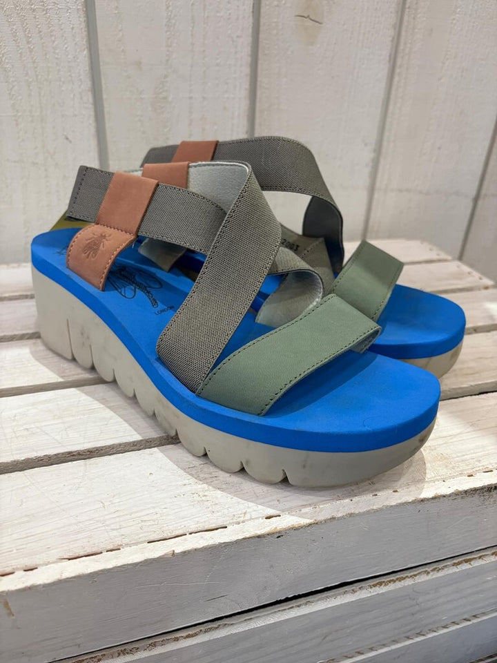 Fly London YABI Wedge Elastic Pull-On Sandal - Size 39