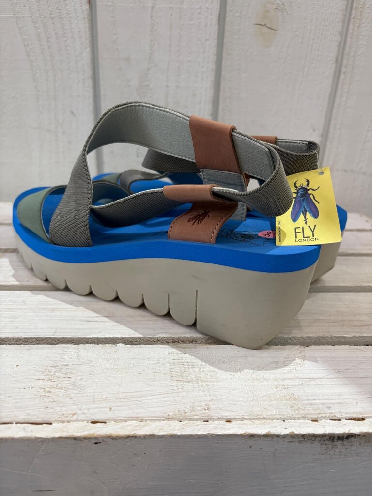 Fly London YABI Wedge Elastic Pull-On Sandal - Size 39