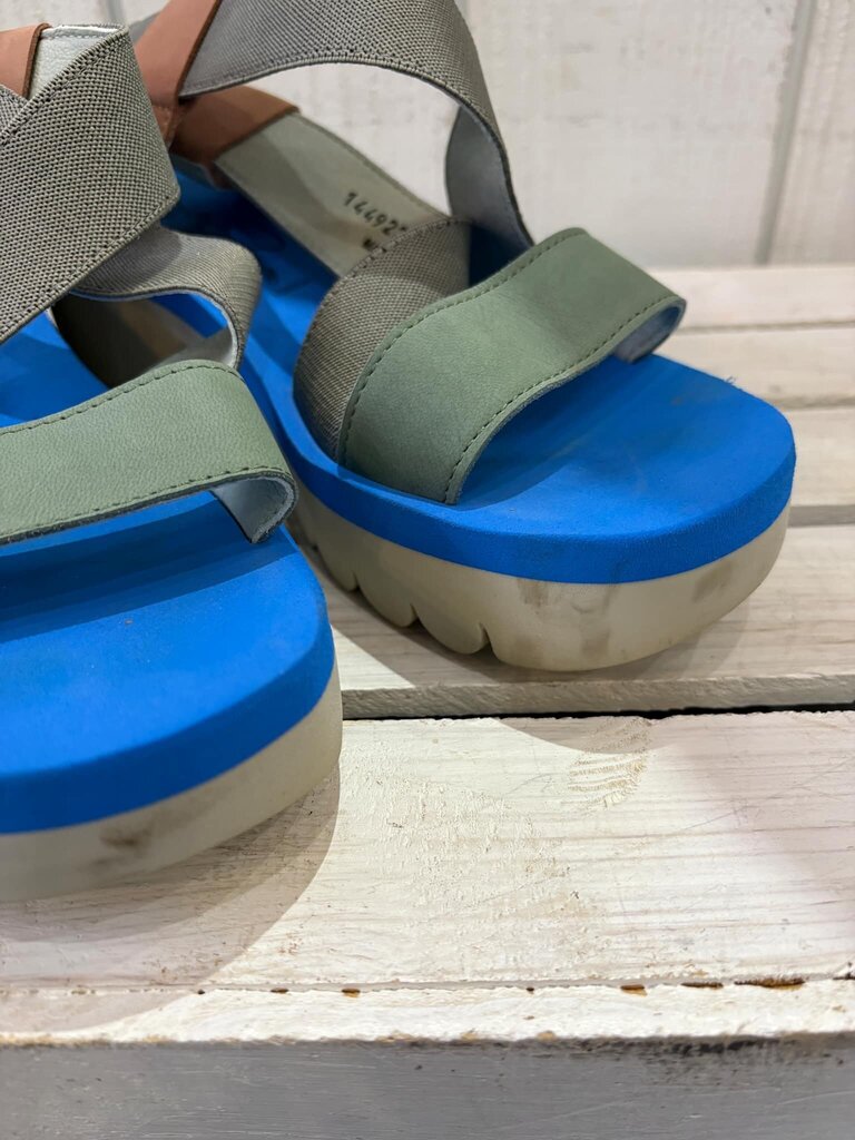 Fly London YABI Wedge Elastic Pull-On Sandal - Size 39