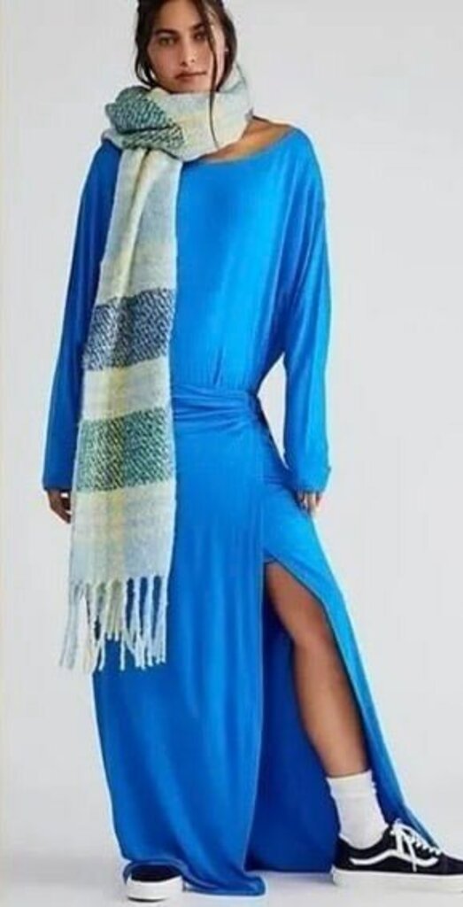 Free People Alyssa Long Sleeve Wrap Dress in Blue - Size XS