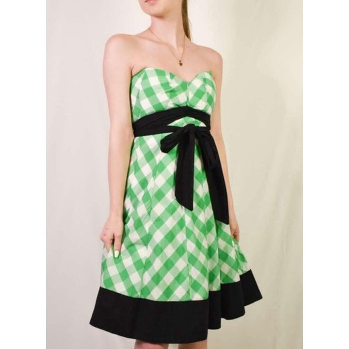 Odille Strapless Gingham Midi Dress - Size 2