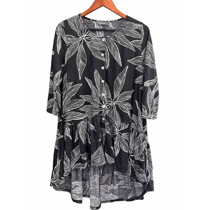 Alembika Palm Button Up Tunic - Size Small