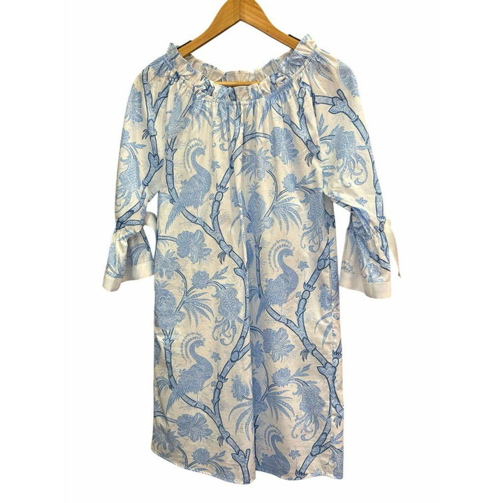 Patty Kim Peri Peacock Bow Sleeve Dress - Size XS