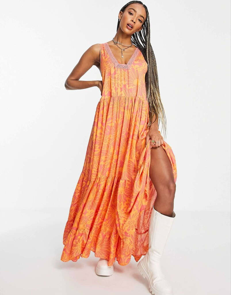 free people tiers for you maxi dress Intimately Free People Pink / Black Tiers For You Maxi Dress NEW Size Small
